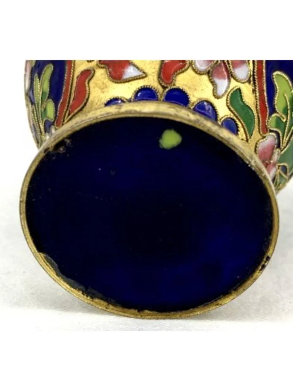 Asian Chinese Cloisonne Open Work Enamel Metal Floral Vases 6